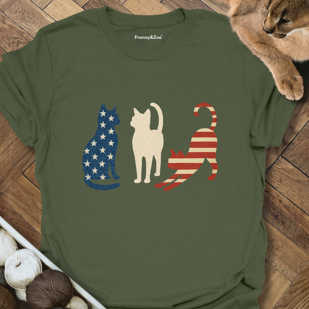 Stars And Stripes Cat T-Shirt
