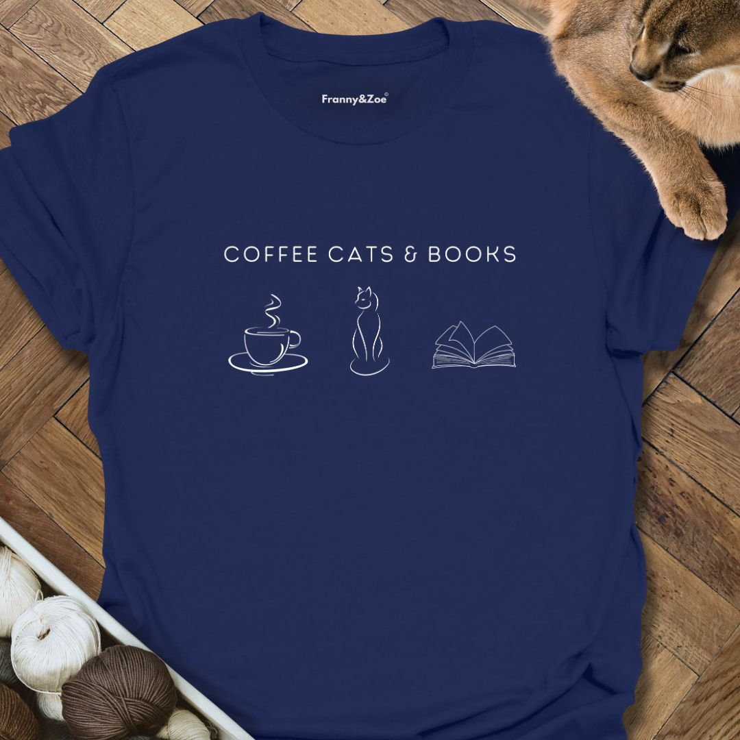 Coffee Cats & Books T-Shirt