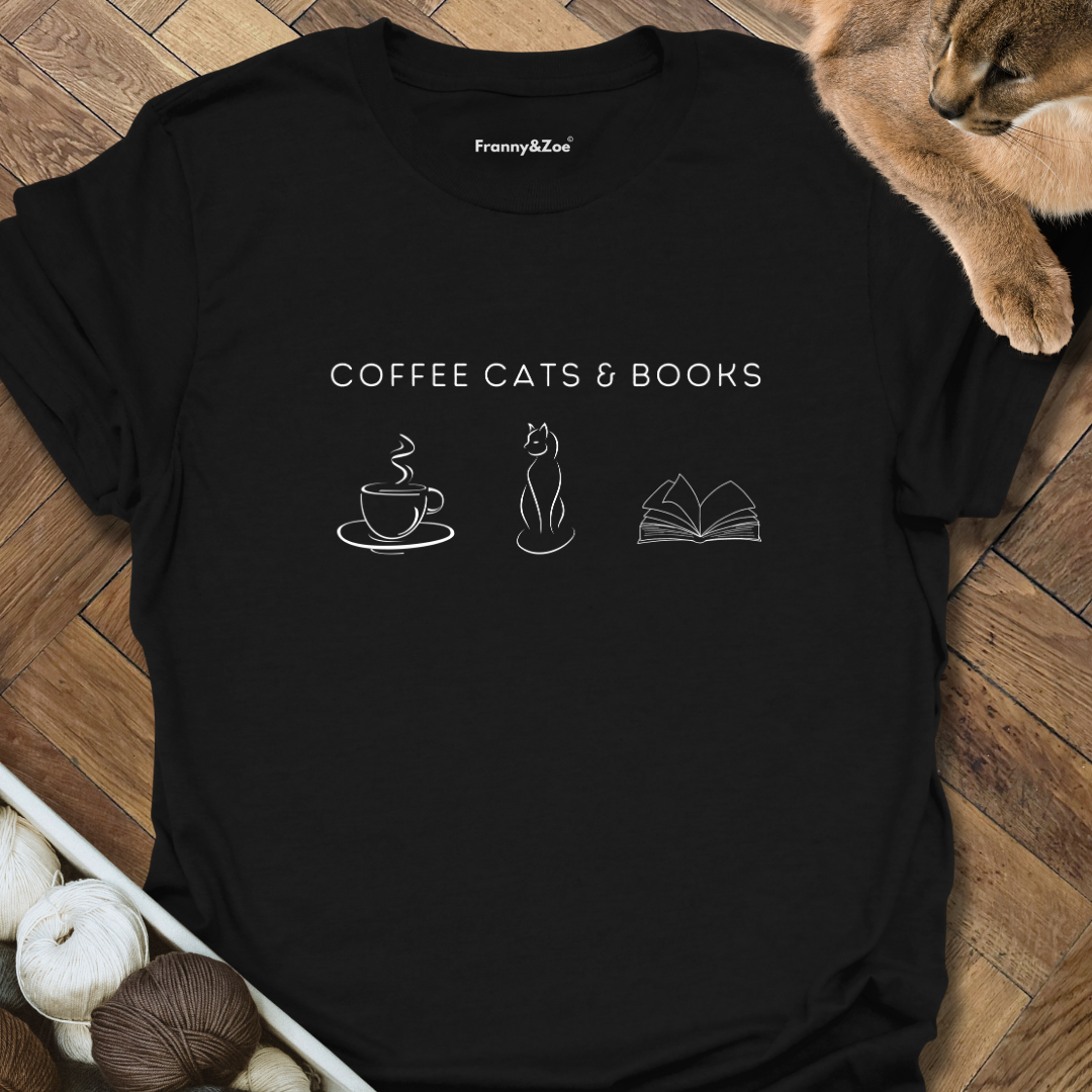 Coffee Cats & Books T-Shirt