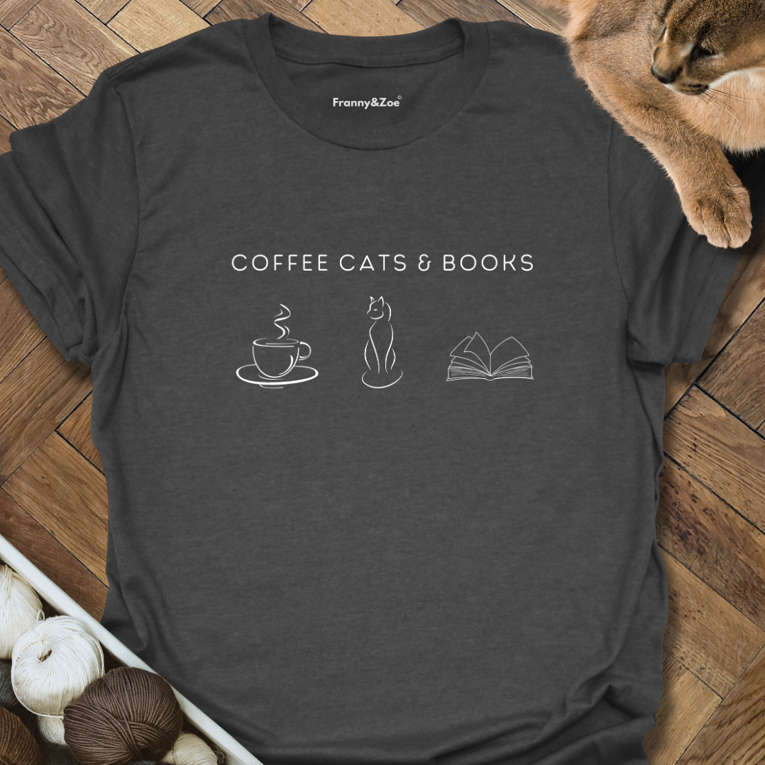 Coffee Cats & Books T-Shirt