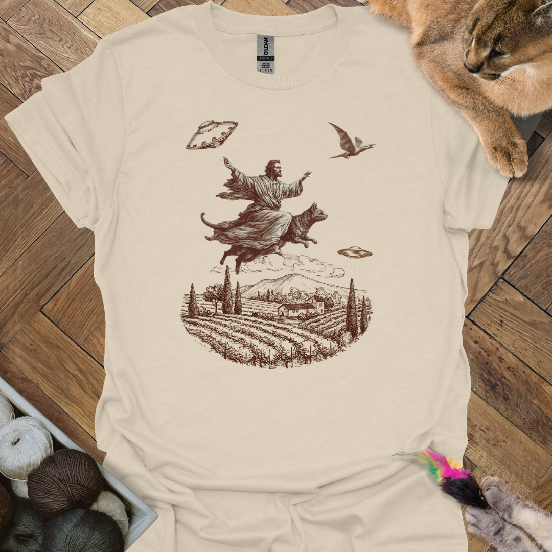 Cat Riding Jesus T-Shirt