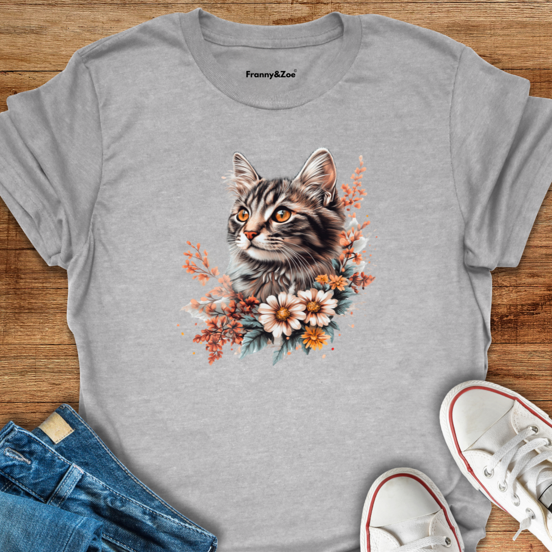 Cat and flowers T-Shirt