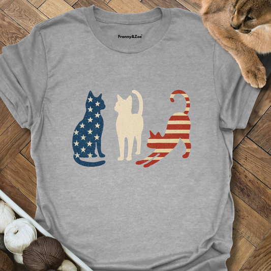 Stars And Stripes Cat T-Shirt