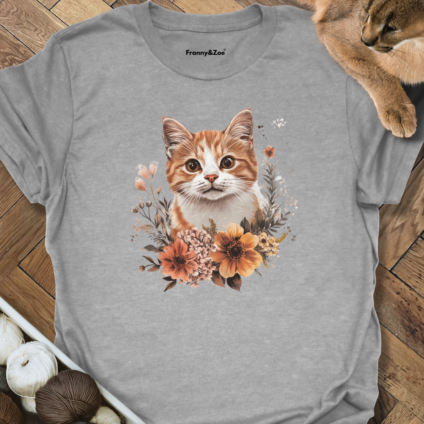 Cat And Flowers II T-Shirt