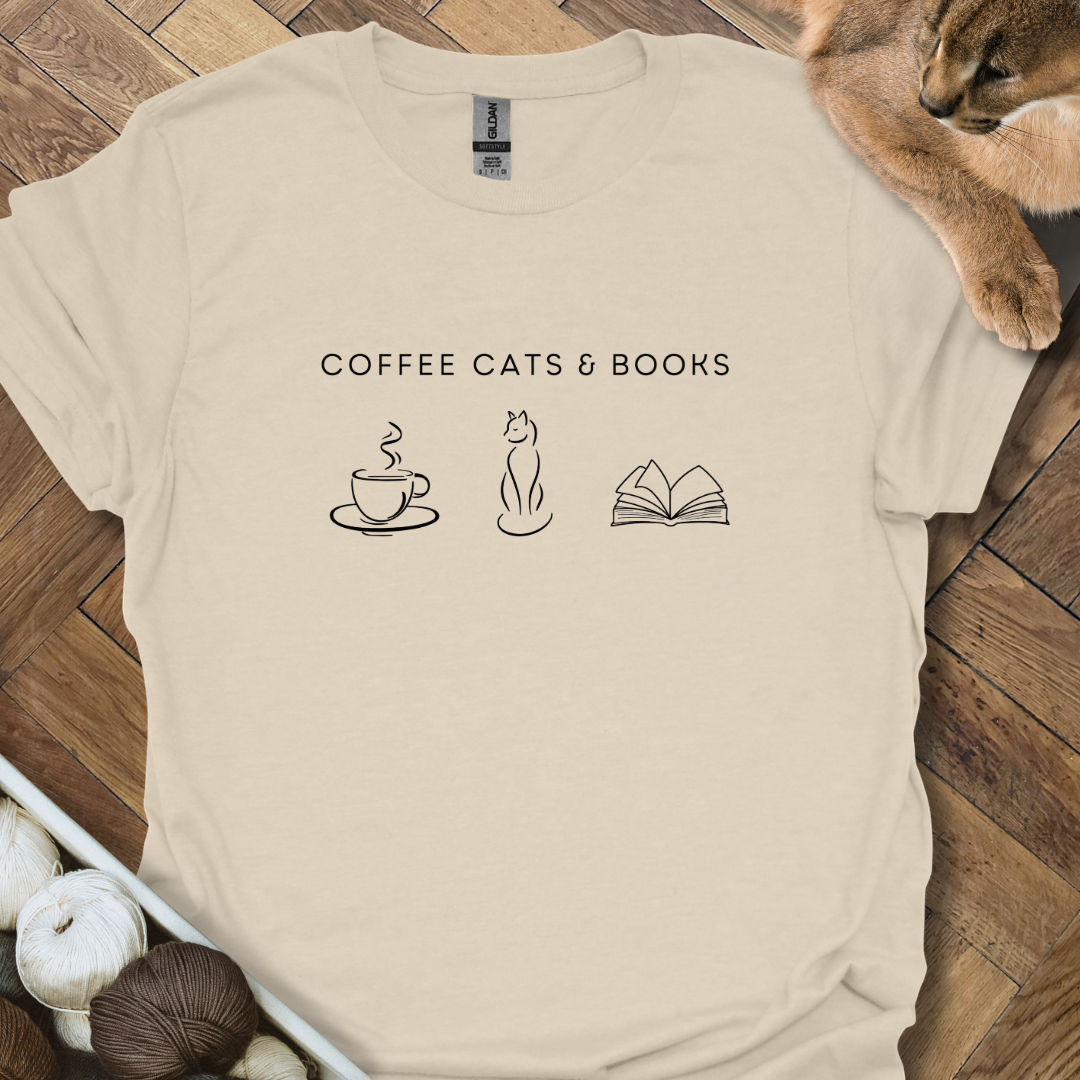 Coffee Cats & Books T-Shirt