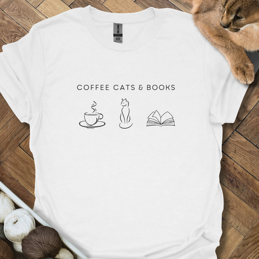 Coffee Cats & Books T-Shirt