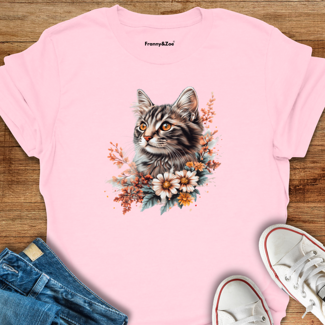 Cat and flowers T-Shirt