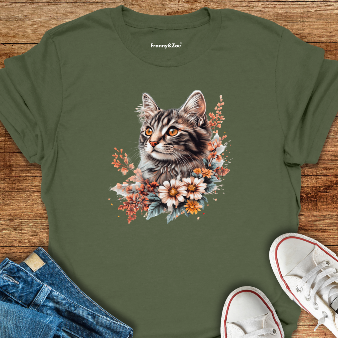 Cat and flowers T-Shirt