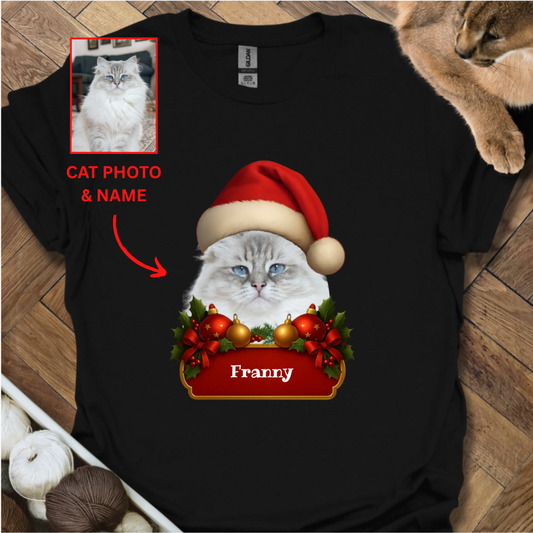 Personalized Santa Cat T-Shirt